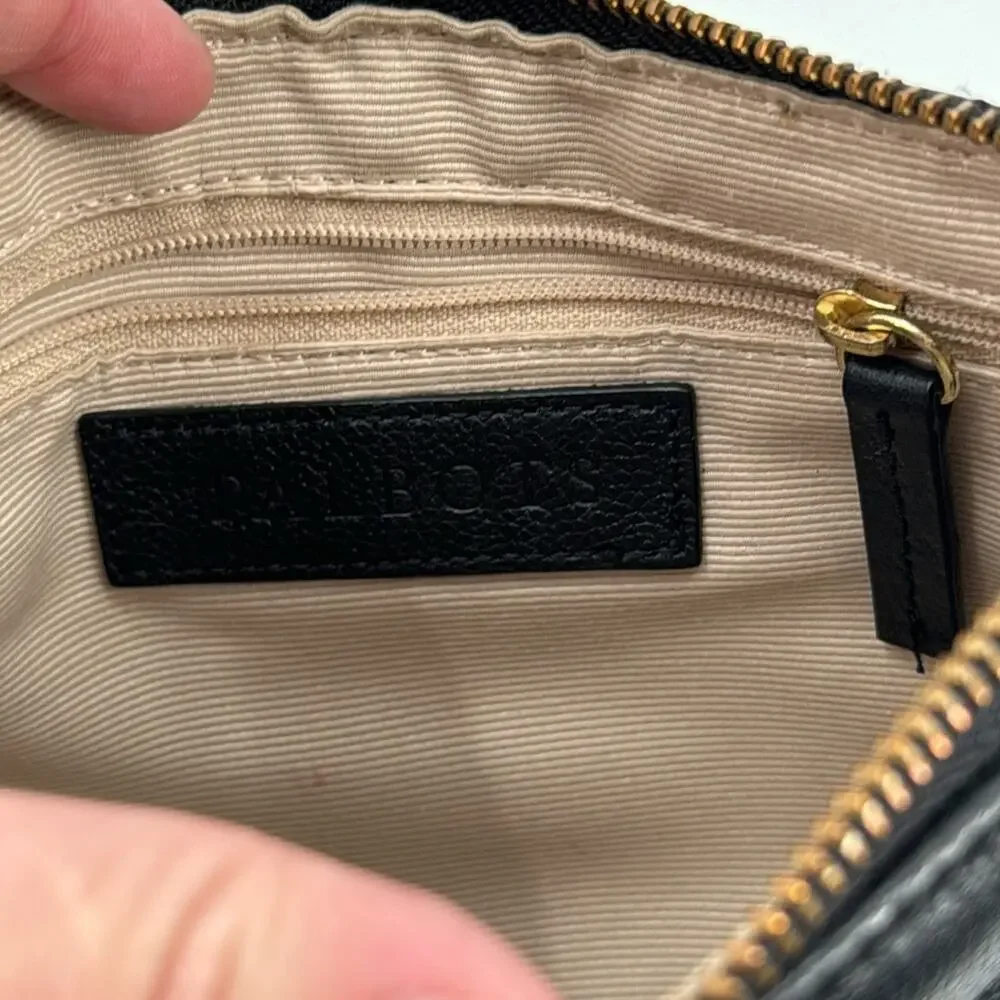 Talbots black leather quilted gold chain crossbody bag